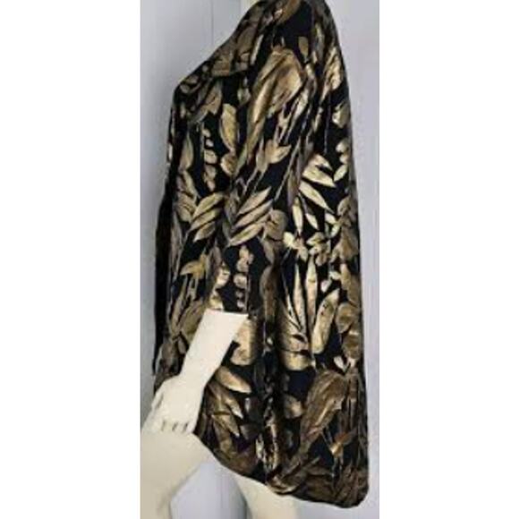 Bryn Walker Yael Folie D'Oro Black & Gold Floral Jacquard Jacket sz M - Picture 3 of 5